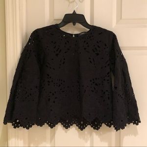 Theory black shirt with bell sleeves.